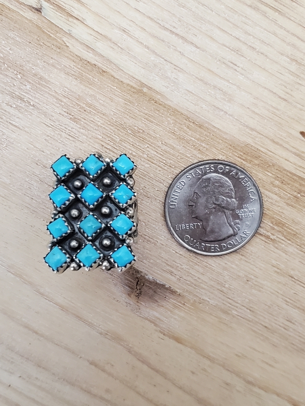 Needlepoint Turquoise Set - Navajo Made - Picture 9 of 13